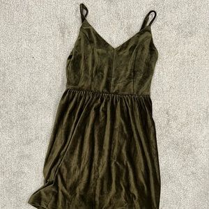 Good Luck Gem Cute Velvet Green Mini Dress L